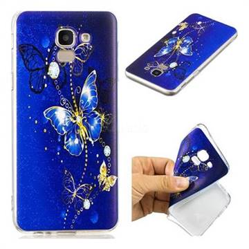 Gold and Blue Butterfly Super Clear Soft TPU Back Cover for Samsung Galaxy J6 (2018) SM-J600F