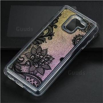 Diagonal Lace Glassy Glitter Quicksand Dynamic Liquid Soft Phone Case for Samsung Galaxy J6 (2018) SM-J600F