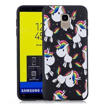 Rainbow Unicorn 3D Embossed Relief Black Soft Back Cover for Samsung Galaxy J6 (2018) SM-J600F