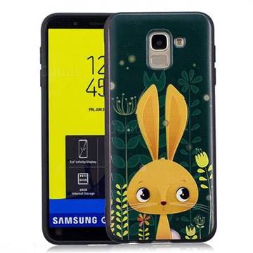 Cute Rabbit 3D Embossed Relief Black Soft Back Cover for Samsung Galaxy J6 (2018) SM-J600F