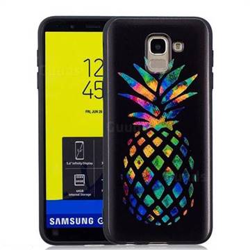 Colorful Pineapple 3D Embossed Relief Black Soft Back Cover for Samsung Galaxy J6 (2018) SM-J600F