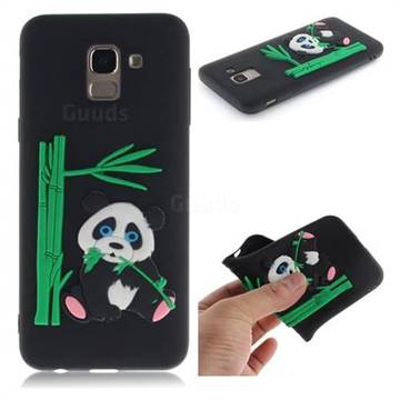 Panda Eating Bamboo Soft 3D Silicone Case for Samsung Galaxy J6 (2018) SM-J600F - Black