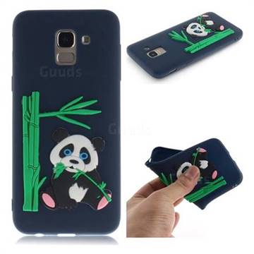 Panda Eating Bamboo Soft 3D Silicone Case for Samsung Galaxy J6 (2018) SM-J600F - Dark Blue