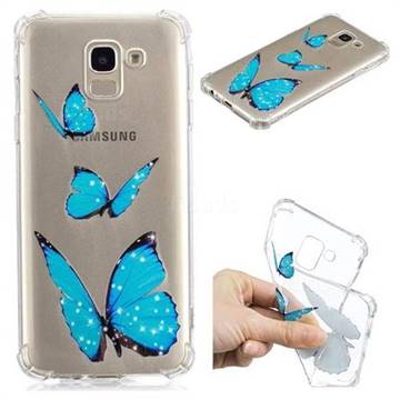 Blue butterfly Anti-fall Clear Varnish Soft TPU Back Cover for Samsung Galaxy J6 (2018) SM-J600F