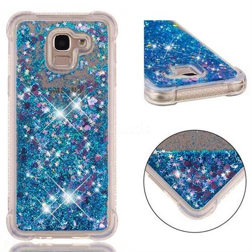Dynamic Liquid Glitter Sand Quicksand TPU Case for Samsung Galaxy J6 (2018) SM-J600F - Blue Love Heart