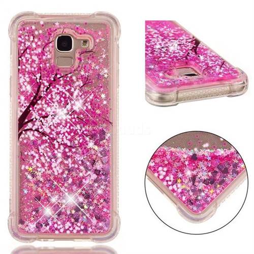 Pink Cherry Blossom Dynamic Liquid Glitter Sand Quicksand Star TPU Case for Samsung Galaxy J6 (2018) SM-J600F