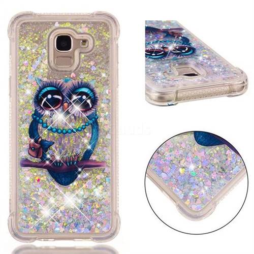 Sweet Gray Owl Dynamic Liquid Glitter Sand Quicksand Star TPU Case for Samsung Galaxy J6 (2018) SM-J600F