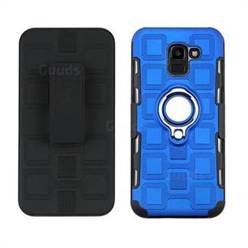3 in 1 PC + Silicone Leather Phone Case for Samsung Galaxy J6 (2018) SM-J600F - Dark Blue