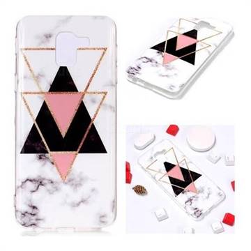 Inverted Triangle Black Soft TPU Marble Pattern Phone Case for Samsung Galaxy J6 (2018) SM-J600F