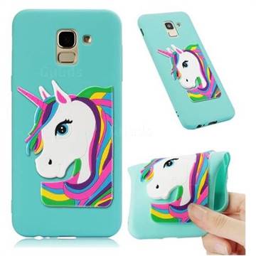 Rainbow Unicorn Soft 3D Silicone Case for Samsung Galaxy J6 (2018) SM-J600F - Sky Blue