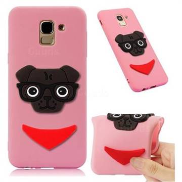 Glasses Dog Soft 3D Silicone Case for Samsung Galaxy J6 (2018) SM-J600F - Pink
