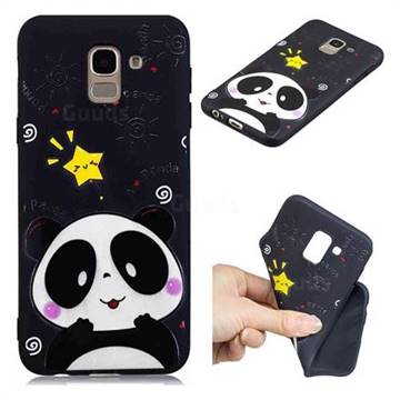Cute Bear 3D Embossed Relief Black TPU Cell Phone Back Cover for Samsung Galaxy J6 (2018) SM-J600F