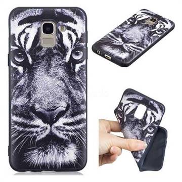 White Tiger 3D Embossed Relief Black TPU Cell Phone Back Cover for Samsung Galaxy J6 (2018) SM-J600F
