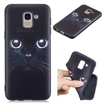 Bearded Feline 3D Embossed Relief Black TPU Cell Phone Back Cover for Samsung Galaxy J6 (2018) SM-J600F
