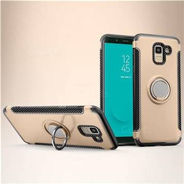 Armor Anti Drop Carbon PC + Silicon Invisible Ring Holder Phone Case for Samsung Galaxy J6 (2018) SM-J600F - Champagne