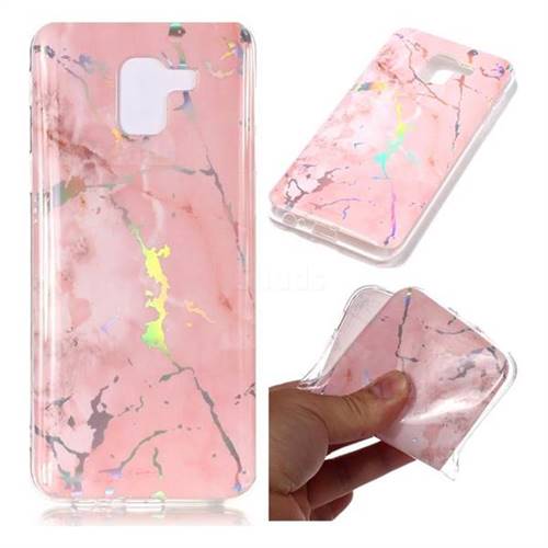 Powder Pink Marble Pattern Bright Color Laser Soft TPU Case for Samsung Galaxy J6 (2018) SM-J600F