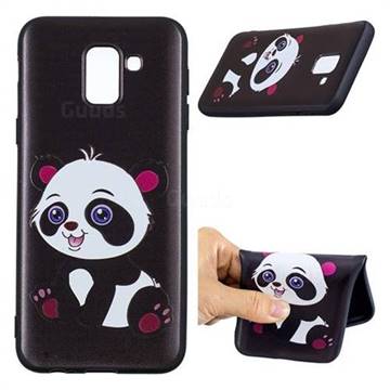Cute Pink Panda 3D Embossed Relief Black Soft Phone Back Cover for Samsung Galaxy J6 (2018) SM-J600F
