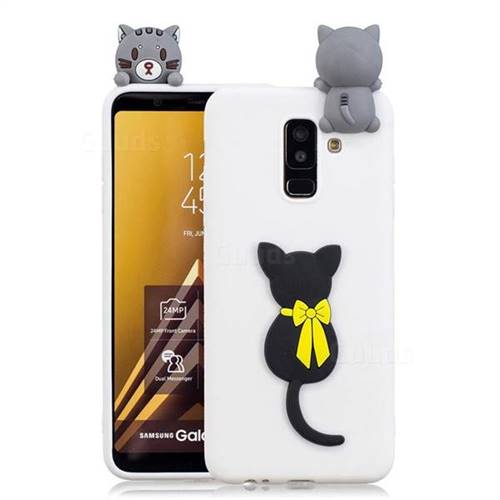 Little Black Cat Soft 3D Climbing Doll Soft Case for Samsung Galaxy J6 (2018) SM-J600F
