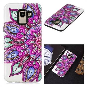 Mandara Flower Pattern 2 in 1 PC + TPU Glossy Embossed Back Cover for Samsung Galaxy J6 (2018) SM-J600F
