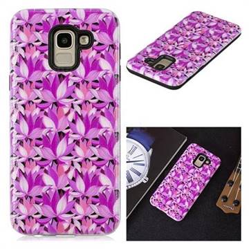 Lotus Flower Pattern 2 in 1 PC + TPU Glossy Embossed Back Cover for Samsung Galaxy J6 (2018) SM-J600F