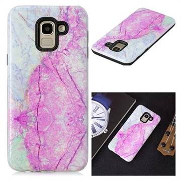 Pink Marble Pattern 2 in 1 PC + TPU Glossy Embossed Back Cover for Samsung Galaxy J6 (2018) SM-J600F