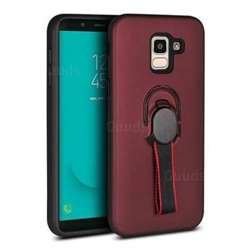 Raytheon Multi-function Ribbon Stand Back Cover for Samsung Galaxy J6 (2018) SM-J600F - Wine Red