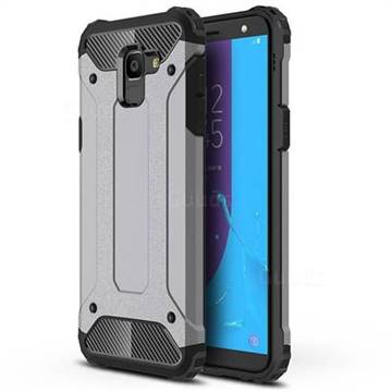 King Kong Armor Premium Shockproof Dual Layer Rugged Hard Cover for Samsung Galaxy J6 (2018) SM-J600F - Silver Grey