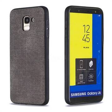 Canvas Cloth Coated Soft Phone Cover for Samsung Galaxy J6 (2018) SM-J600F - Dark Gray