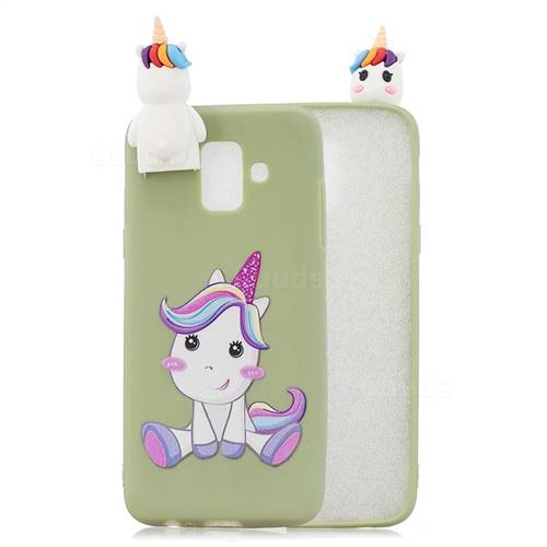 Cute Unicorn Soft 3D Climbing Doll Stand Soft Case for Samsung Galaxy J6 (2018) SM-J600F