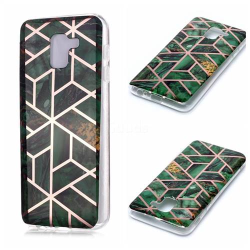 Green Rhombus Galvanized Rose Gold Marble Phone Back Cover for Samsung Galaxy J6 (2018) SM-J600F