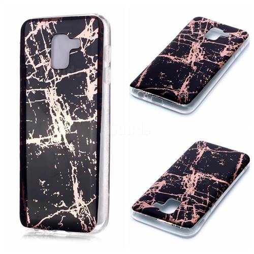 Black Galvanized Rose Gold Marble Phone Back Cover for Samsung Galaxy J6 (2018) SM-J600F