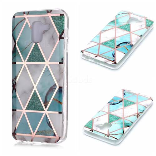 Green White Galvanized Rose Gold Marble Phone Back Cover for Samsung Galaxy J6 (2018) SM-J600F