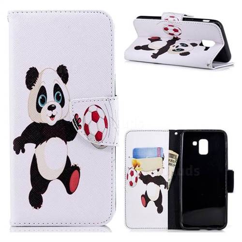 Football Panda Leather Wallet Case for Samsung Galaxy J6 (2018) SM-J600F