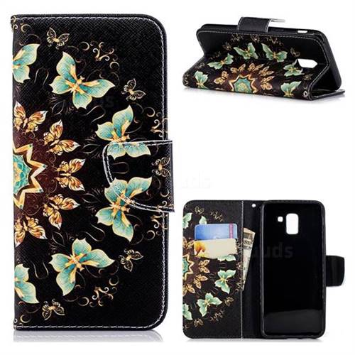 Circle Butterflies Leather Wallet Case for Samsung Galaxy J6 (2018) SM-J600F
