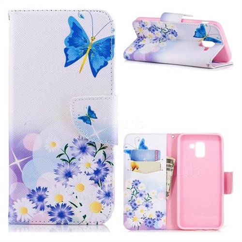 Butterflies Flowers Leather Wallet Case for Samsung Galaxy J6 (2018) SM-J600F