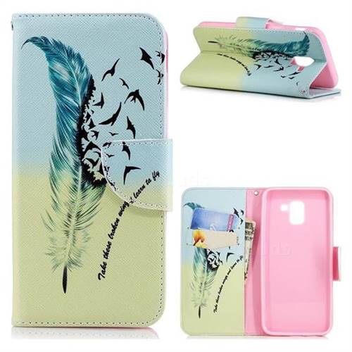 Feather Bird Leather Wallet Case for Samsung Galaxy J6 (2018) SM-J600F