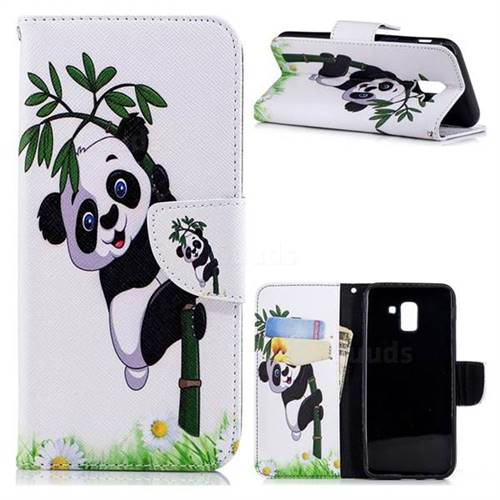 Bamboo Panda Leather Wallet Case for Samsung Galaxy J6 (2018) SM-J600F