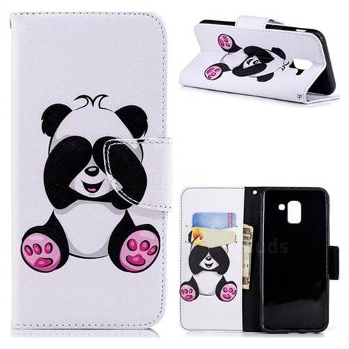 Lovely Panda Leather Wallet Case for Samsung Galaxy J6 (2018) SM-J600F