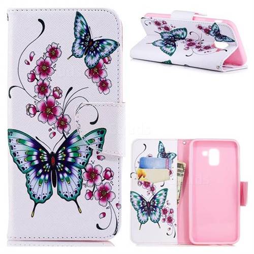 Peach Butterfly Leather Wallet Case for Samsung Galaxy J6 (2018) SM-J600F