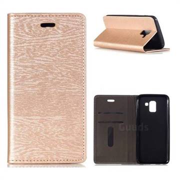 Tree Bark Pattern Automatic suction Leather Wallet Case for Samsung Galaxy J6 (2018) SM-J600F - Champagne Gold