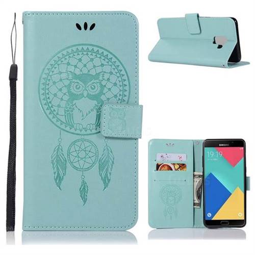Intricate Embossing Owl Campanula Leather Wallet Case for Samsung Galaxy J6 (2018) SM-J600F - Green