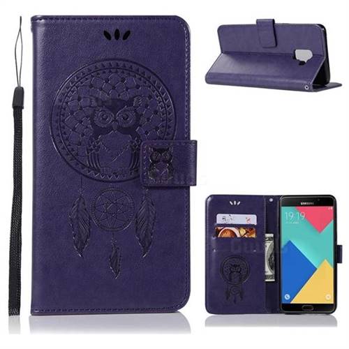 Intricate Embossing Owl Campanula Leather Wallet Case for Samsung Galaxy J6 (2018) SM-J600F - Purple