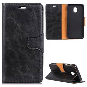 MURREN Luxury Crazy Horse PU Leather Wallet Phone Case for Samsung Galaxy J6 (2018) SM-J600F - Black