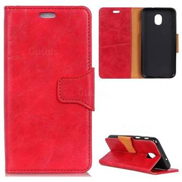 MURREN Luxury Crazy Horse PU Leather Wallet Phone Case for Samsung Galaxy J6 (2018) SM-J600F - Red