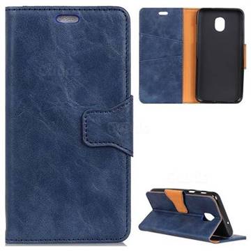 MURREN Luxury Crazy Horse PU Leather Wallet Phone Case for Samsung Galaxy J6 (2018) SM-J600F - Blue