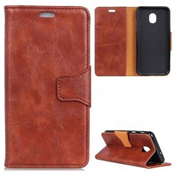 MURREN Luxury Crazy Horse PU Leather Wallet Phone Case for Samsung Galaxy J6 (2018) SM-J600F - Brown