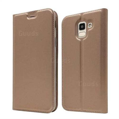 Ultra Slim Card Magnetic Automatic Suction Leather Wallet Case for Samsung Galaxy J6 (2018) SM-J600F - Rose Gold