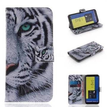 White Tiger PU Leather Wallet Case for Samsung Galaxy J6 (2018) SM-J600F