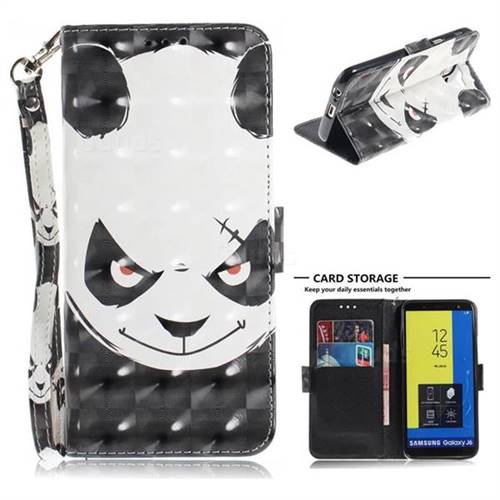 Angry Bear 3D Painted Leather Wallet Phone Case for Samsung Galaxy J6 (2018) SM-J600F