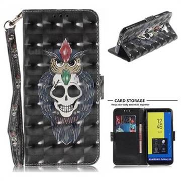 Skull Cat 3D Painted Leather Wallet Phone Case for Samsung Galaxy J6 (2018) SM-J600F